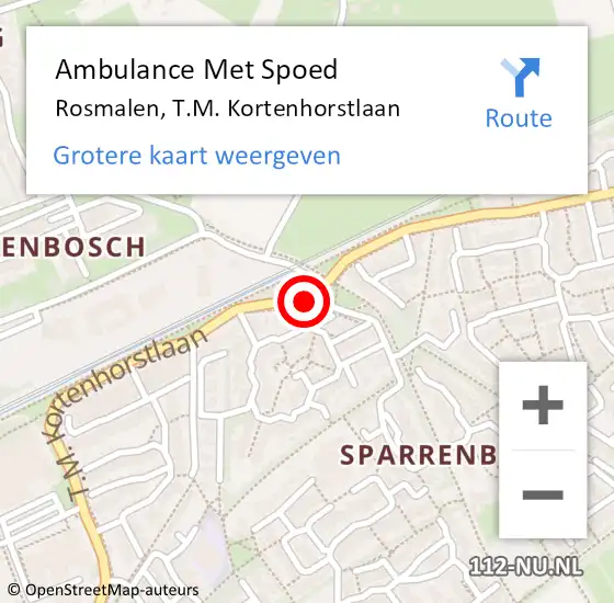 Locatie op kaart van de 112 melding: Ambulance Met Spoed Naar Rosmalen, T.M. Kortenhorstlaan op 16 december 2019 08:46