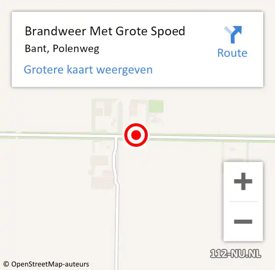 Locatie op kaart van de 112 melding: Brandweer Met Grote Spoed Naar Bant, Polenweg op 16 december 2019 08:48