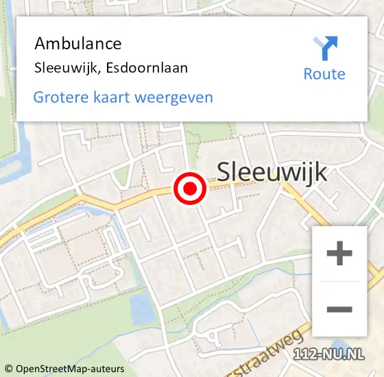 Locatie op kaart van de 112 melding: Ambulance Sleeuwijk, Esdoornlaan op 16 december 2019 08:54