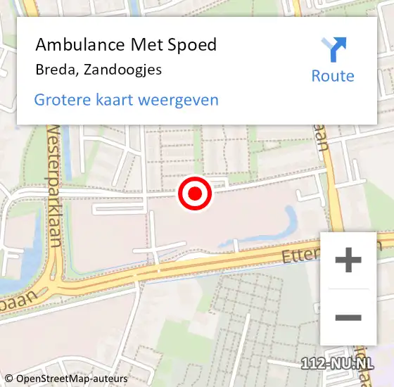 Locatie op kaart van de 112 melding: Ambulance Met Spoed Naar Breda, Zandoogjes op 16 december 2019 09:20