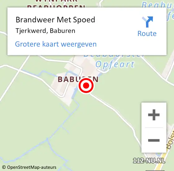 Locatie op kaart van de 112 melding: Brandweer Met Spoed Naar Tjerkwerd, Baburen op 16 december 2019 09:39