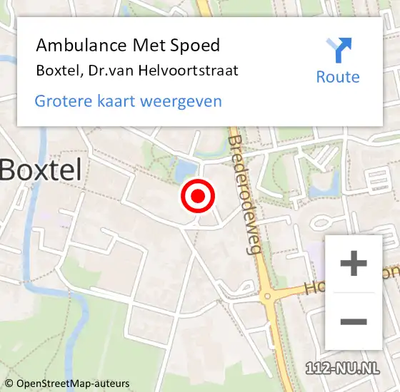 Locatie op kaart van de 112 melding: Ambulance Met Spoed Naar Boxtel, Dr.van Helvoortstraat op 16 december 2019 10:03