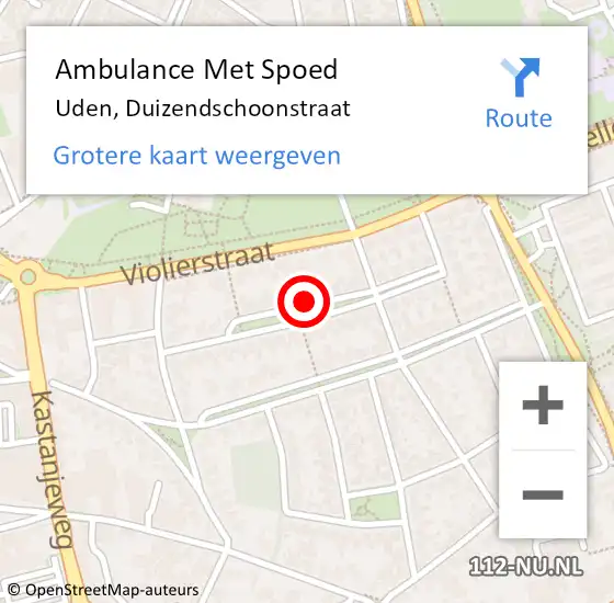 Locatie op kaart van de 112 melding: Ambulance Met Spoed Naar Uden, Duizendschoonstraat op 16 december 2019 10:09