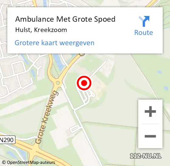 Locatie op kaart van de 112 melding: Ambulance Met Grote Spoed Naar Hulst, Kreekzoom op 16 december 2019 10:52