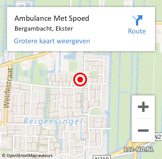 Locatie op kaart van de 112 melding: Ambulance Met Spoed Naar Bergambacht, Ekster op 7 september 2013 22:01