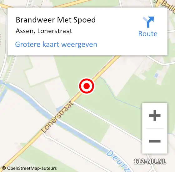 Locatie op kaart van de 112 melding: Brandweer Met Spoed Naar Assen, Lonerstraat op 16 december 2019 12:10