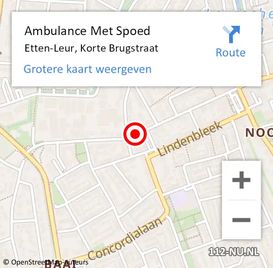 Locatie op kaart van de 112 melding: Ambulance Met Spoed Naar Etten-Leur, Korte Brugstraat op 16 december 2019 12:32