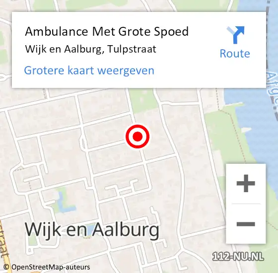 Locatie op kaart van de 112 melding: Ambulance Met Grote Spoed Naar Wijk en Aalburg, Tulpstraat op 16 december 2019 12:39
