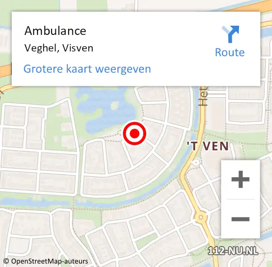 Locatie op kaart van de 112 melding: Ambulance Veghel, Visven op 16 december 2019 12:42