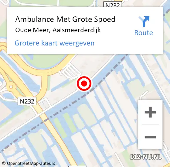 Locatie op kaart van de 112 melding: Ambulance Met Grote Spoed Naar Oude Meer, Aalsmeerderdijk op 16 december 2019 12:53