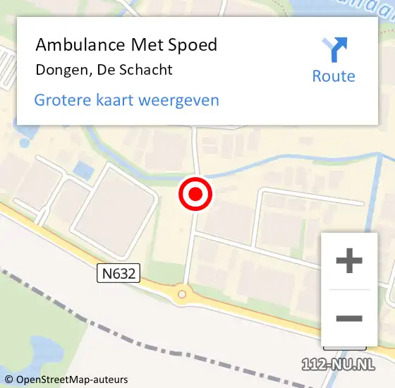 Locatie op kaart van de 112 melding: Ambulance Met Spoed Naar Dongen, De Schacht op 16 december 2019 13:09