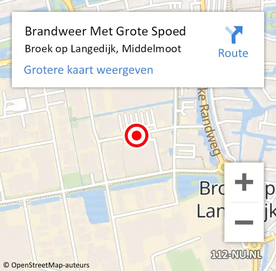 Locatie op kaart van de 112 melding: Brandweer Met Grote Spoed Naar Broek op Langedijk, Middelmoot op 16 december 2019 13:47