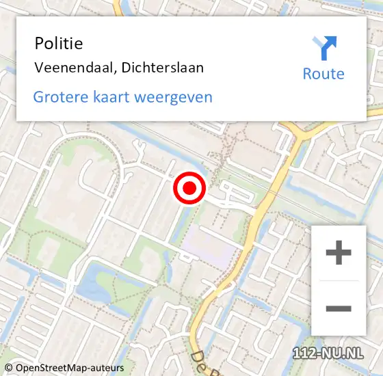 Locatie op kaart van de 112 melding: Politie Veenendaal, Dichterslaan op 16 december 2019 13:58