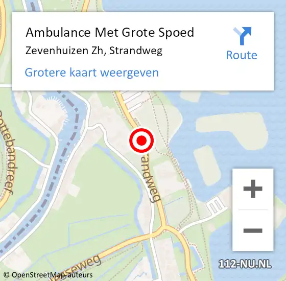 Locatie op kaart van de 112 melding: Ambulance Met Grote Spoed Naar Zevenhuizen Zh, Strandweg op 16 december 2019 14:14