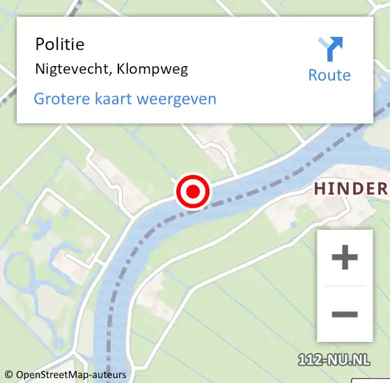 Locatie op kaart van de 112 melding: Politie Nigtevecht, Klompweg op 16 december 2019 14:15