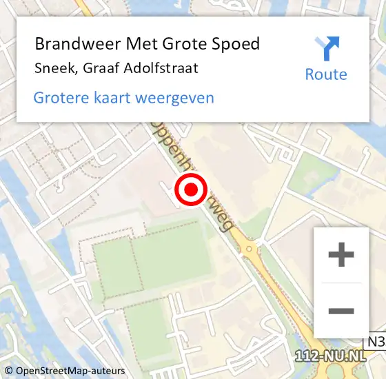 Locatie op kaart van de 112 melding: Brandweer Met Grote Spoed Naar Sneek, Graaf Adolfstraat op 16 december 2019 15:22