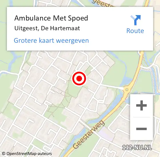 Locatie op kaart van de 112 melding: Ambulance Met Spoed Naar Uitgeest, De Hartemaat op 16 december 2019 15:59