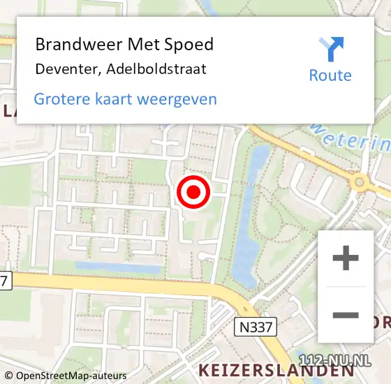 Locatie op kaart van de 112 melding: Brandweer Met Spoed Naar Deventer, Adelboldstraat op 16 december 2019 16:33