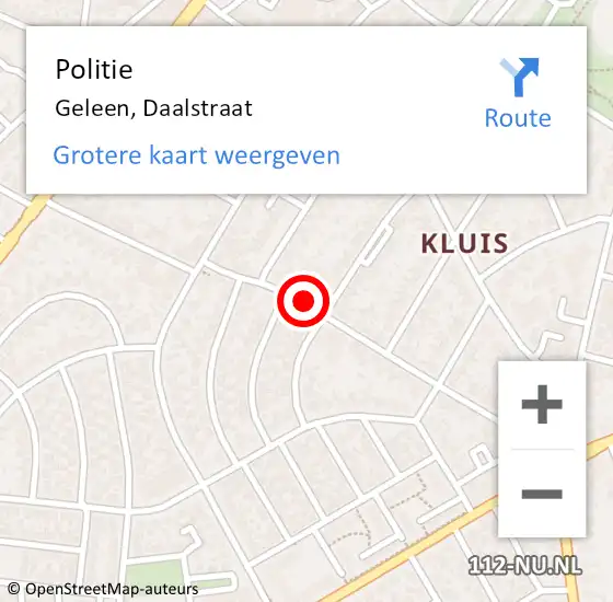 Locatie op kaart van de 112 melding: Politie Geleen, Daalstraat op 16 december 2019 16:45