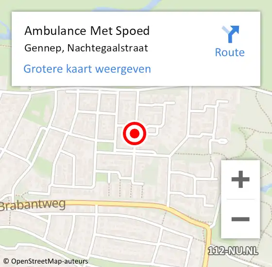 Locatie op kaart van de 112 melding: Ambulance Met Spoed Naar Gennep, Nachtegaalstraat op 16 december 2019 16:46