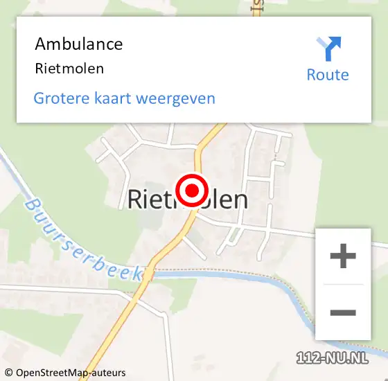 Locatie op kaart van de 112 melding: Ambulance Rietmolen op 16 december 2019 17:00