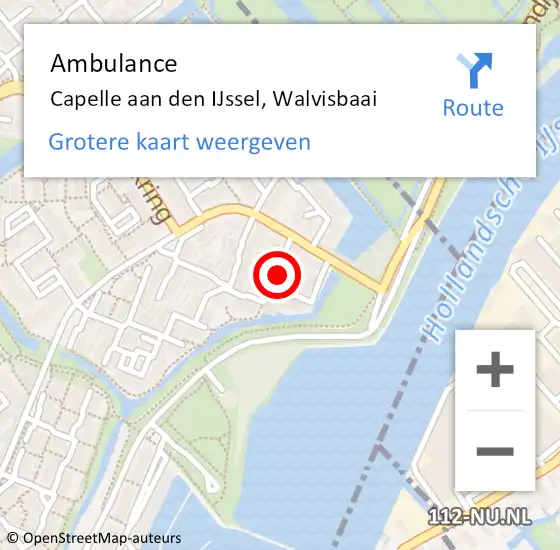 Locatie op kaart van de 112 melding: Ambulance Capelle aan den IJssel, Walvisbaai op 16 december 2019 17:19