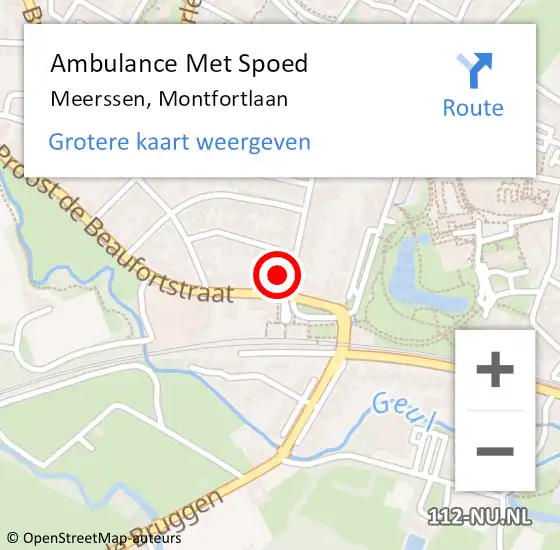 Locatie op kaart van de 112 melding: Ambulance Met Spoed Naar Meerssen, Montfortlaan op 23 april 2014 06:43