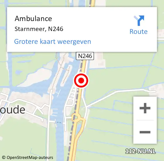 Locatie op kaart van de 112 melding: Ambulance Starnmeer, N246 op 16 december 2019 17:38