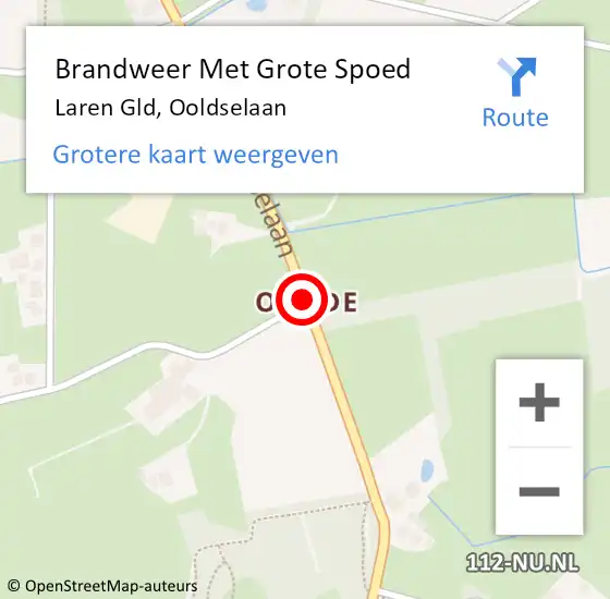 Locatie op kaart van de 112 melding: Brandweer Met Grote Spoed Naar Laren Gld, Ooldselaan op 23 april 2014 07:08