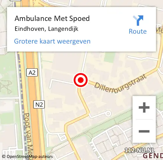 Locatie op kaart van de 112 melding: Ambulance Met Spoed Naar Eindhoven, Langendijk op 16 december 2019 18:19