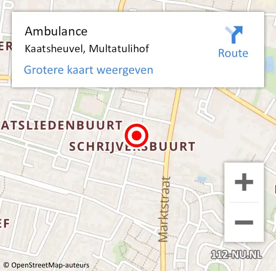 Locatie op kaart van de 112 melding: Ambulance Kaatsheuvel, Multatulihof op 16 december 2019 18:45