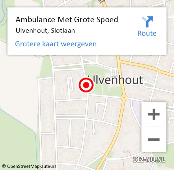 Locatie op kaart van de 112 melding: Ambulance Met Grote Spoed Naar Ulvenhout, Slotlaan op 16 december 2019 18:55