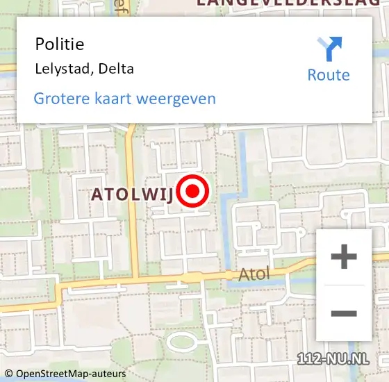 Locatie op kaart van de 112 melding: Politie Lelystad, Delta op 16 december 2019 19:00