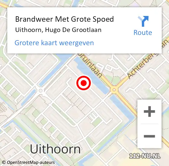 Locatie op kaart van de 112 melding: Brandweer Met Grote Spoed Naar Uithoorn, Hugo De Grootlaan op 16 december 2019 19:02