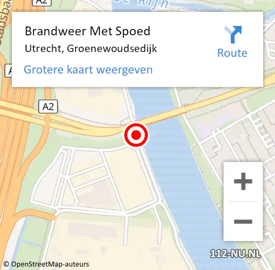 Locatie op kaart van de 112 melding: Brandweer Met Spoed Naar Utrecht, Groenewoudsedijk op 16 december 2019 19:19