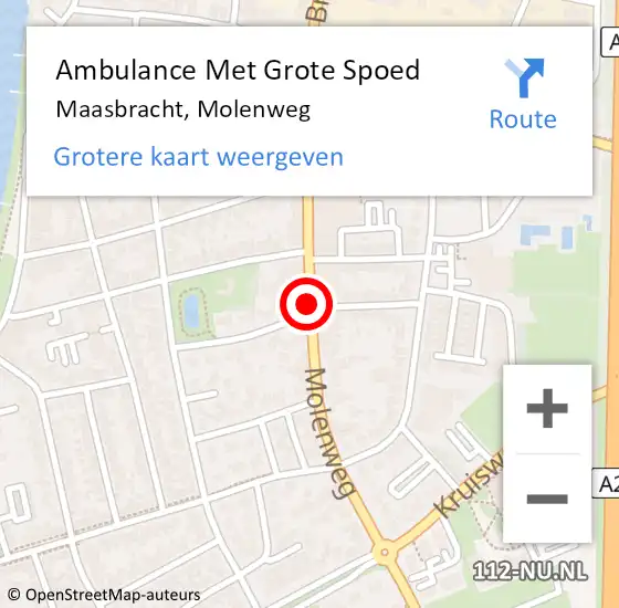 Locatie op kaart van de 112 melding: Ambulance Met Grote Spoed Naar Maasbracht, Molenweg op 16 december 2019 19:22