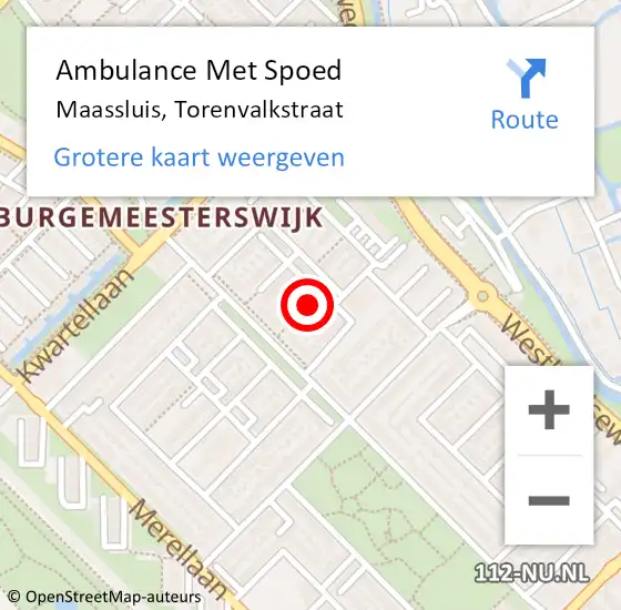 Locatie op kaart van de 112 melding: Ambulance Met Spoed Naar Maassluis, Torenvalkstraat op 16 december 2019 21:34