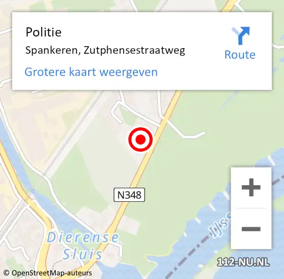 Locatie op kaart van de 112 melding: Politie Spankeren, Zutphensestraatweg op 16 december 2019 21:50