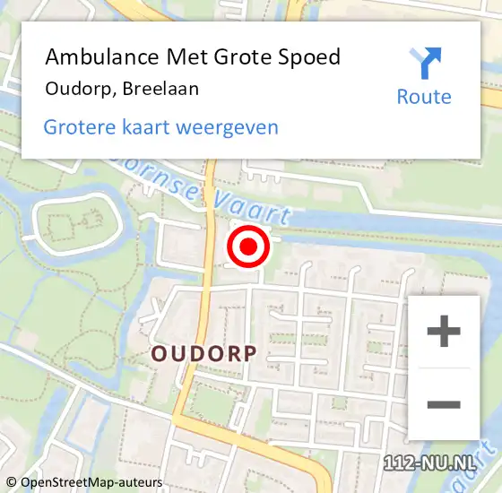 Locatie op kaart van de 112 melding: Ambulance Met Grote Spoed Naar Oudorp, Breelaan op 16 december 2019 22:03