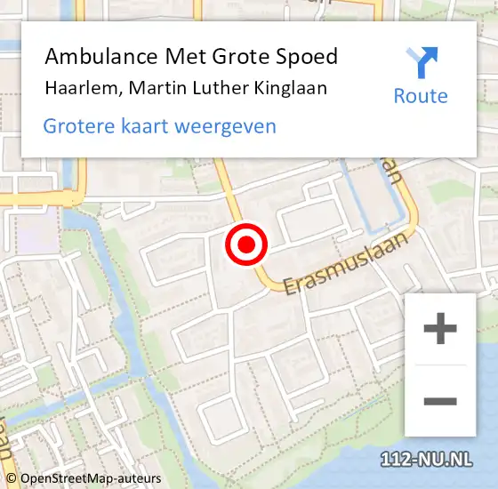 Locatie op kaart van de 112 melding: Ambulance Met Grote Spoed Naar Haarlem, Martin Luther Kinglaan op 16 december 2019 22:13