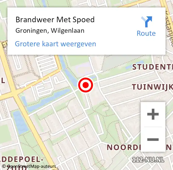 Locatie op kaart van de 112 melding: Brandweer Met Spoed Naar Groningen, Wilgenlaan op 16 december 2019 22:40