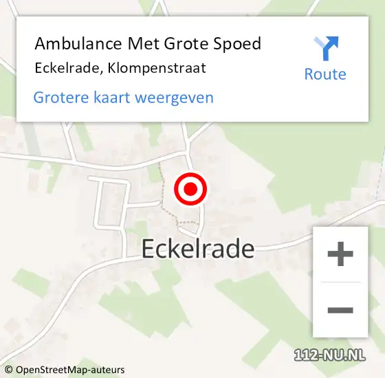 Locatie op kaart van de 112 melding: Ambulance Met Grote Spoed Naar Eckelrade, Klompenstraat op 23 april 2014 07:55