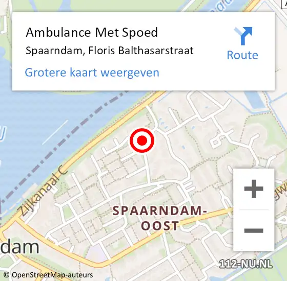 Locatie op kaart van de 112 melding: Ambulance Met Spoed Naar Spaarndam, Floris Balthasarstraat op 16 december 2019 23:19