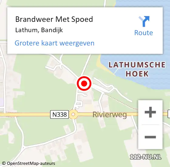 Locatie op kaart van de 112 melding: Brandweer Met Spoed Naar Lathum, Bandijk op 16 december 2019 23:38