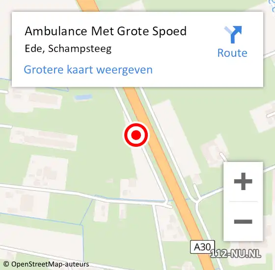 Locatie op kaart van de 112 melding: Ambulance Met Grote Spoed Naar Ede, Schampsteeg op 17 december 2019 01:46