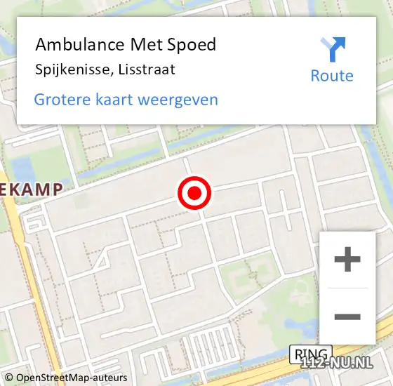 Locatie op kaart van de 112 melding: Ambulance Met Spoed Naar Spijkenisse, Lisstraat op 17 december 2019 02:57