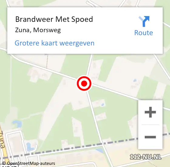 Locatie op kaart van de 112 melding: Brandweer Met Spoed Naar Zuna, Dennenweg op 17 december 2019 03:00