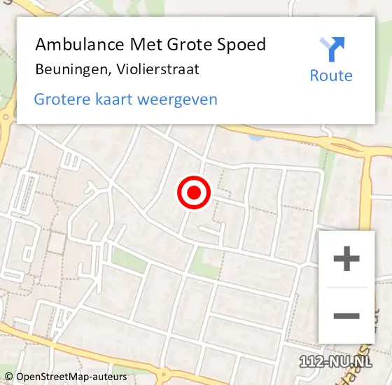 Locatie op kaart van de 112 melding: Ambulance Met Grote Spoed Naar Beuningen, Violierstraat op 17 december 2019 03:15