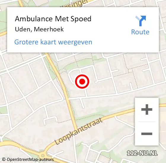Locatie op kaart van de 112 melding: Ambulance Met Spoed Naar Uden, Meerhoek op 17 december 2019 04:26