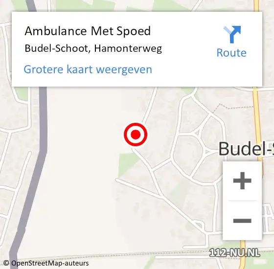 Locatie op kaart van de 112 melding: Ambulance Met Spoed Naar Budel-Schoot, Hamonterweg op 17 december 2019 07:20
